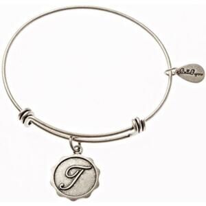 Bella Ryann T Adjustable Expandable Silvertone Wire Bangle Bracelet Initial